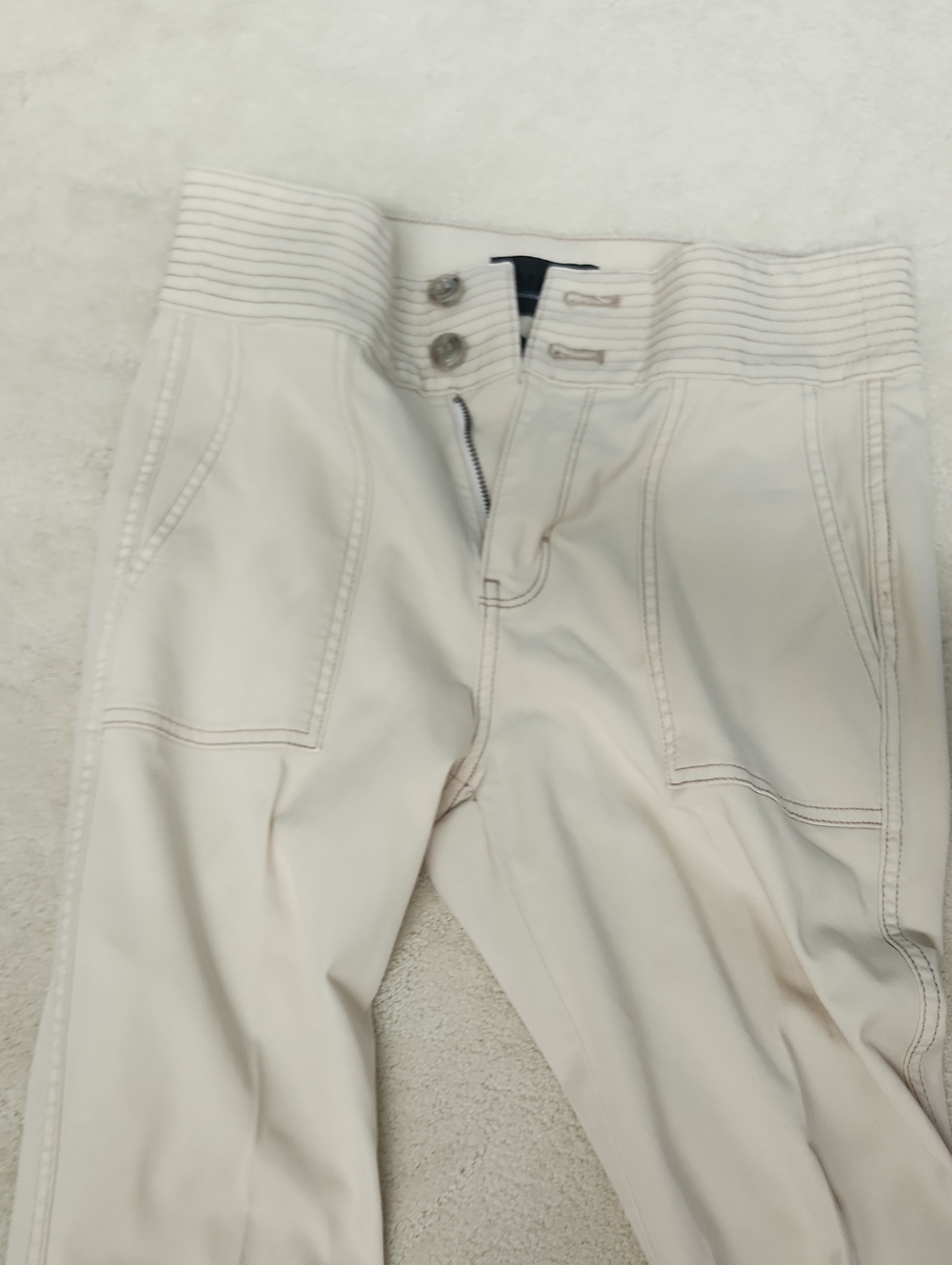 White House Black Market Cream Wide-Rib Waist Pants